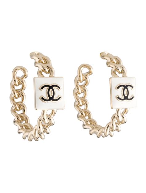 round chanel earrings|Chanel heart hoop earrings.